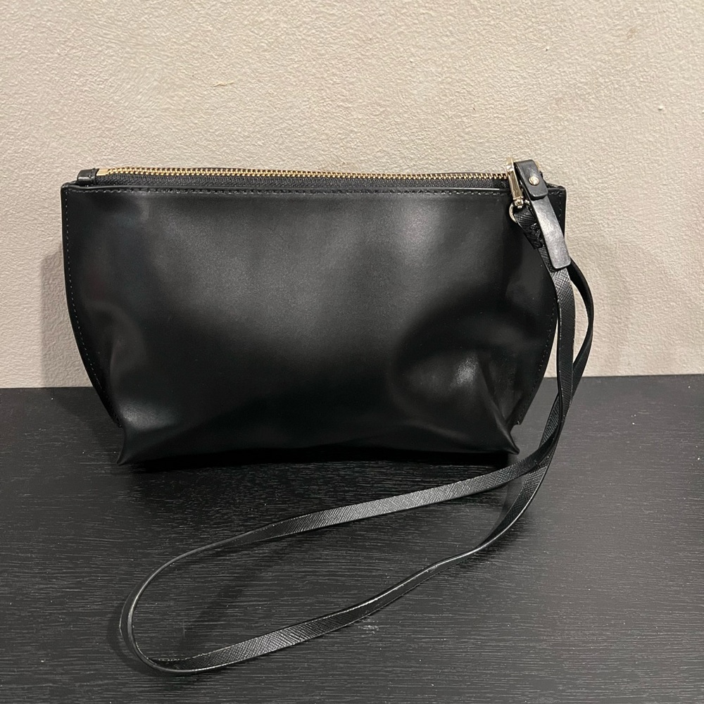 Kate Spade Ooh La La Poppy Hilarie Black Red Leather Cosmetic Bag Pouch Clutch - Picture 2 of 7